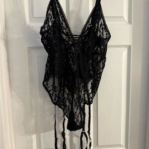 Adore Me Jet Black Lace Bodysuit